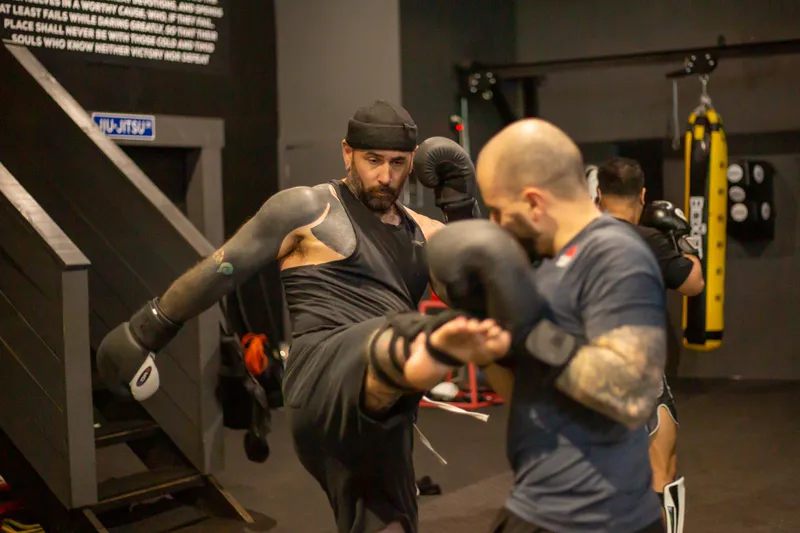 Kicking technique in Muay Thai class