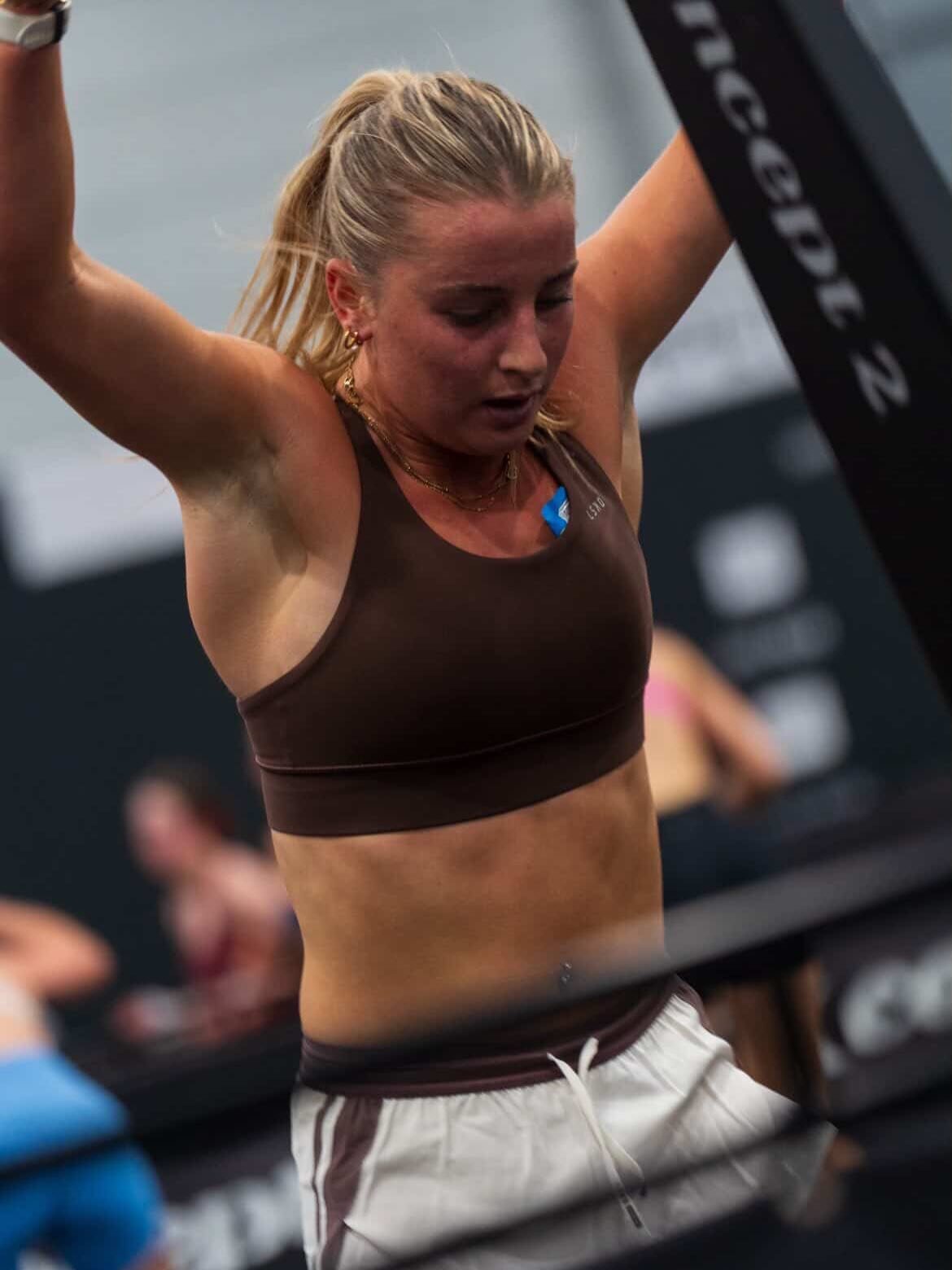 Industrial Fitness athlete on the run between HYROX stations in Brisbane